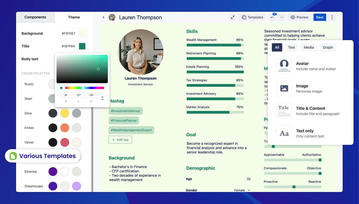Persona editor & Scaled portfolio story maps