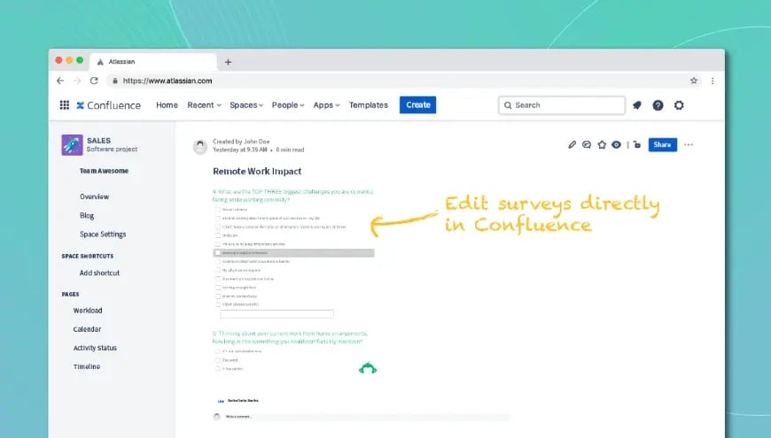 Collect responses directly from a Confluence page