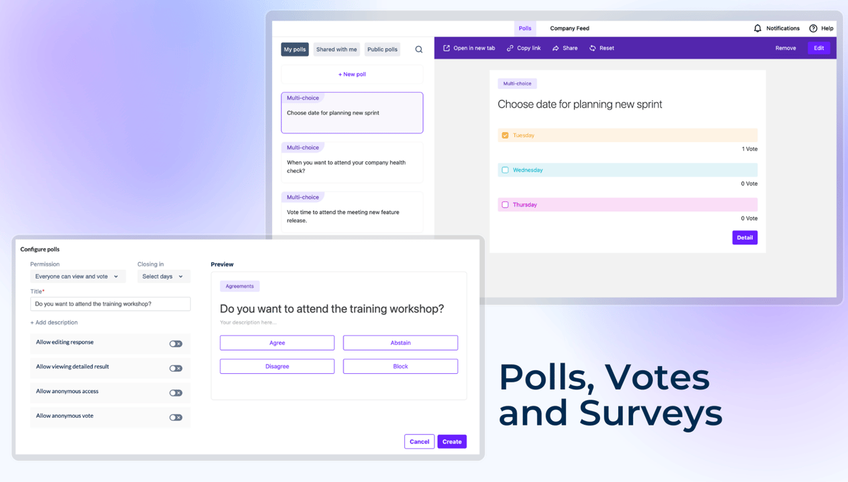 Team+ Create Vote, Poll and Survey