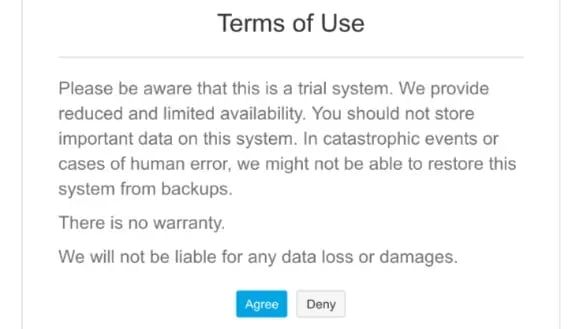 Users must agree to your terms of use