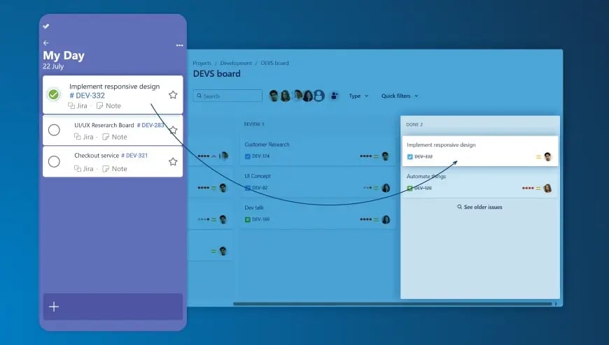 Microsoft To Do y Jira están sincronizados