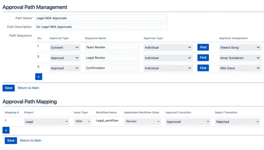 Allows you to set custom Approval Paths