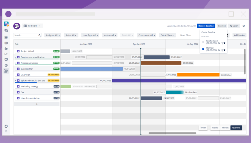 Create, display and restore baselines