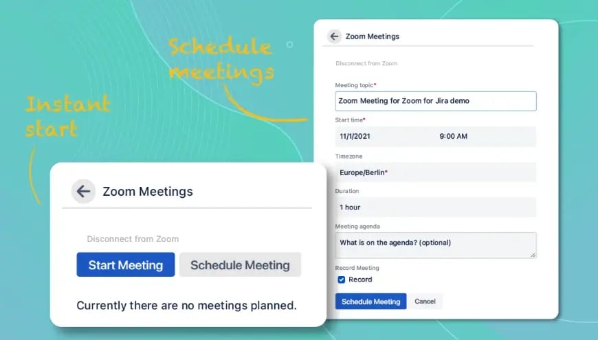 Instantly start or schedule meetings