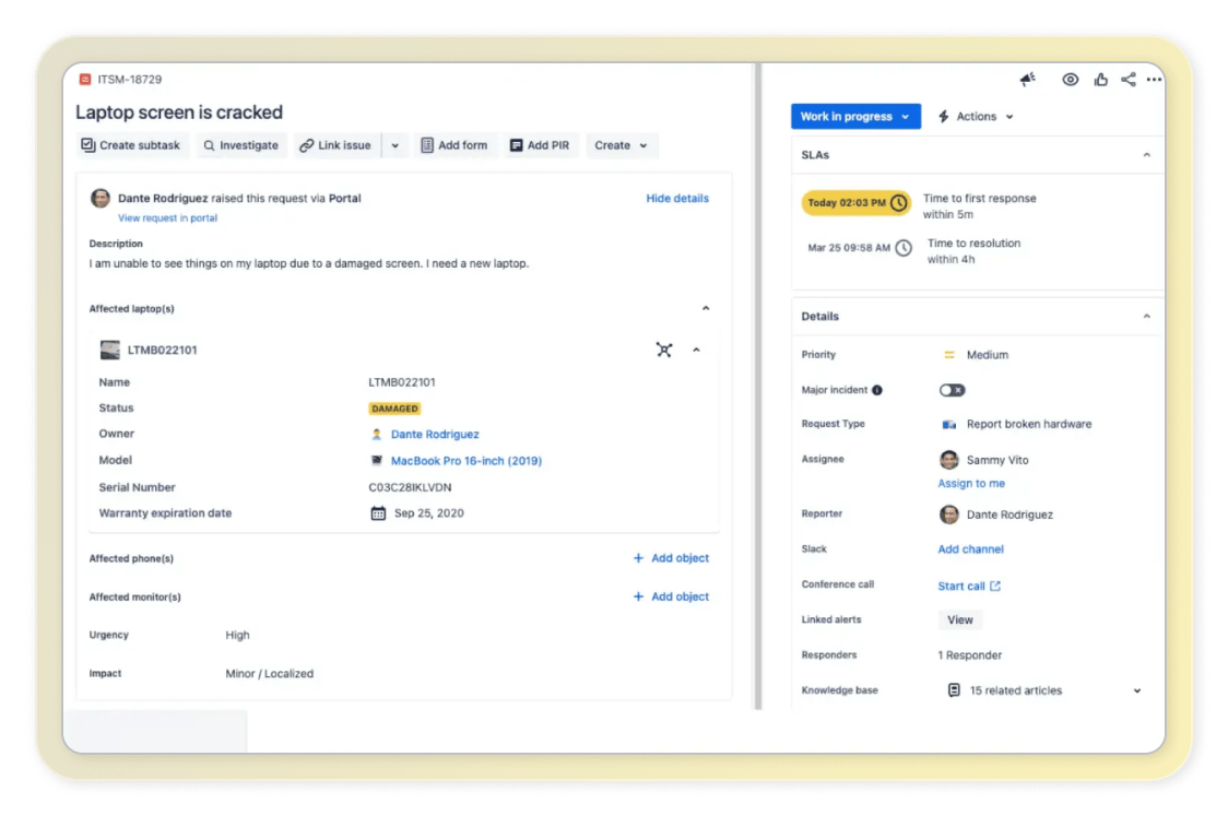 Connect assets to work