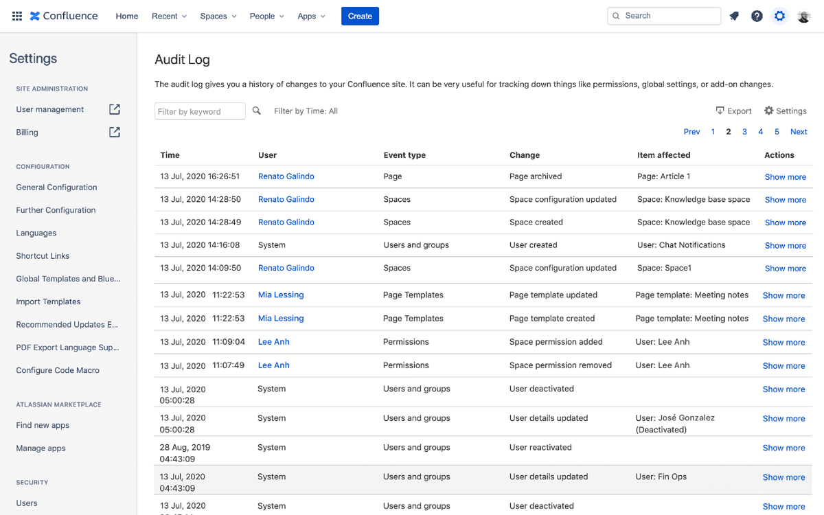 Software de Atlassian para capacidades de auditoría y generación de informes completas.