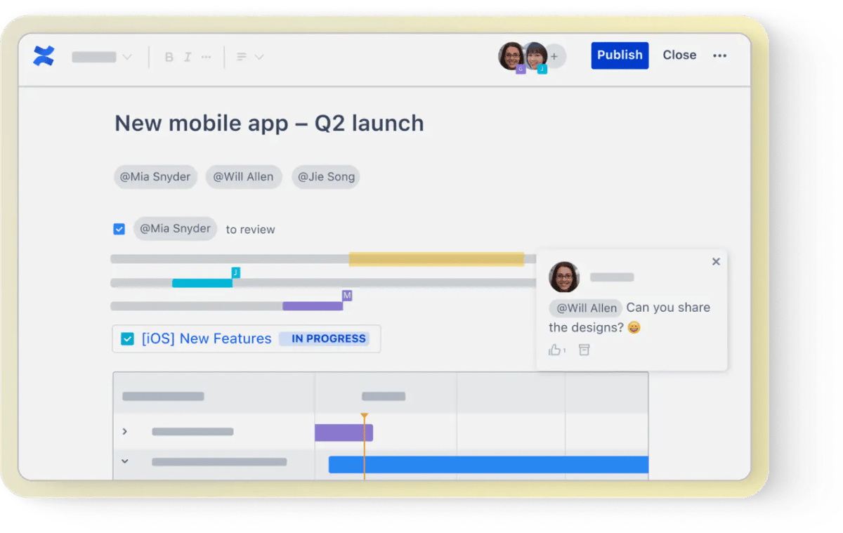 Collaboration on pages & project plans