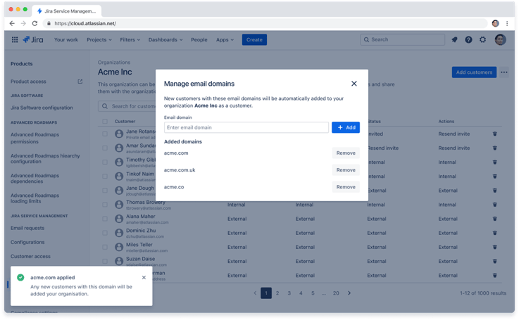 JSM - Assign new customers to organization