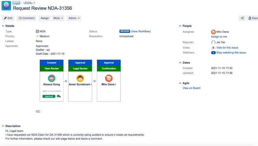 Automatically applied Approval Path by Project