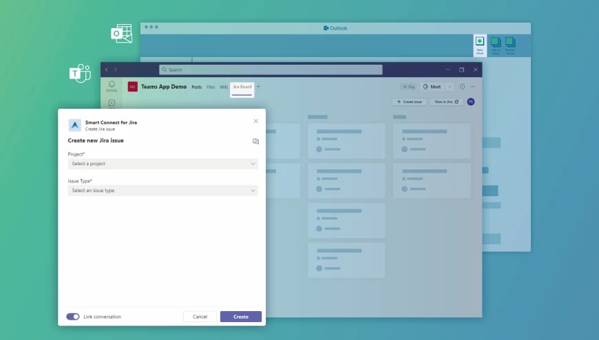 Funciones de Jira en las herramientas de Microsoft 365.